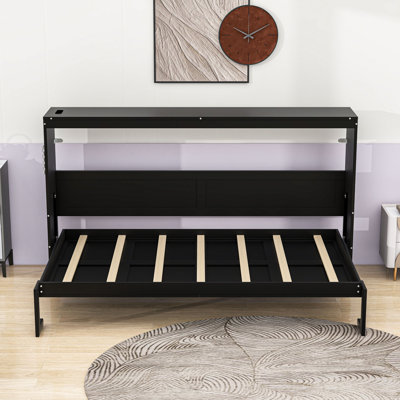 Lit escamotable en bois avec éclairage DEL et prises USB