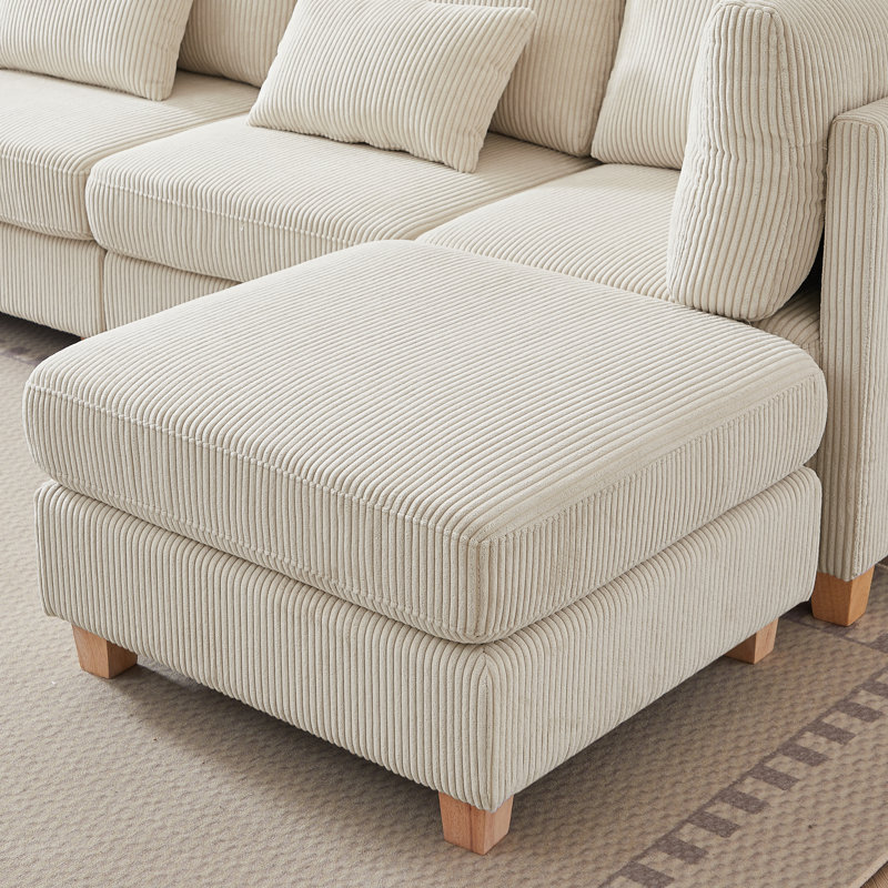 Canapé modulaire 6 pièces Dansfield, Velours côtelé beige