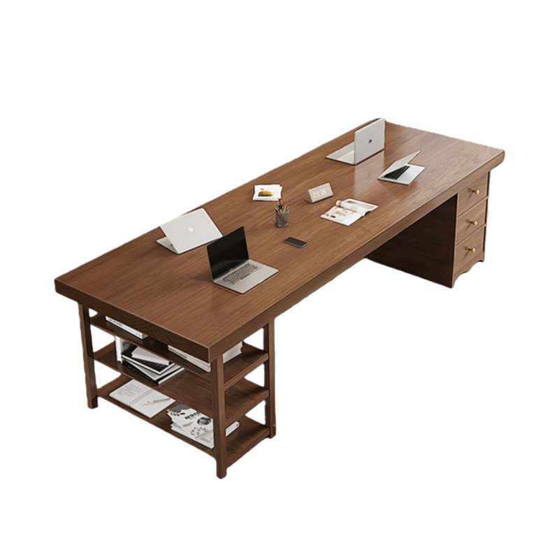 Table de conférence en bois massif avec tiroirs, H 29,53 po x L 78,74 po x l 31,5 po
