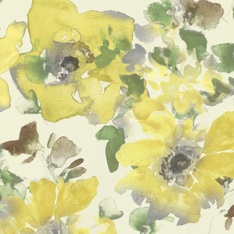 Yellow And Grey Blooms I - Wrapped Canvas Painting, 91cm H x 91cm W x 3.8cm D