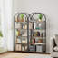 5-Tier Arched Bookcase - Rustic Brown & Black Wood And Metal Display Shelf Unit