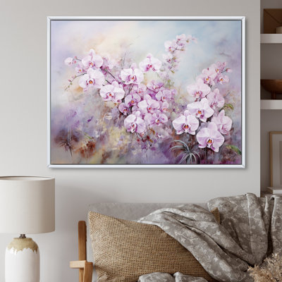 Pink Orchids Watercolor Charm I - Flowers Wall Art