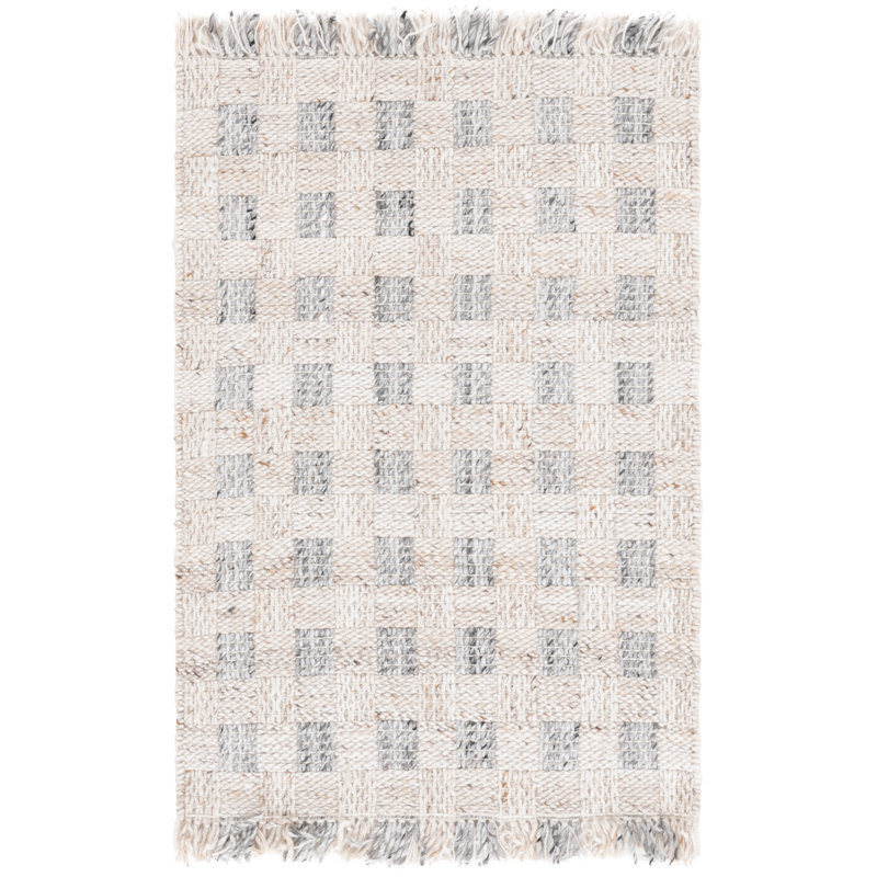 Asawer Renewal Hand Woven Pet Yarn Pile Plaid Rug, Rectangle 3' x 5'