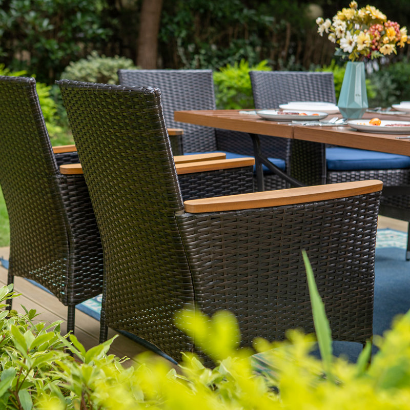 Mariana 8 - Person Wicker Patio Dining Set with Square Table , Cushions Included