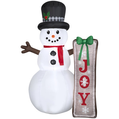 Christmas Inflatable Snowman with Sign