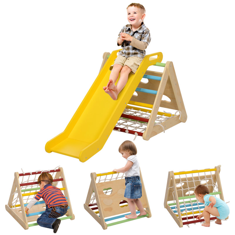 5 in 1 Pikler Triangle Set with Slide, Sandbags, for 18-48 Months