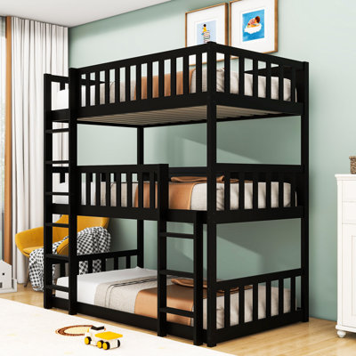 Space-Saving Twin Over Twin Over Twin Triple Bunk Bed With Detachable Feature