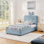 Lit simple tapissier avec tête de lit surdimensionnée, lumière DEL et 4 tiroirs de rangement; Ensemble de lattes, tissu bouclé-602366714-602366661
