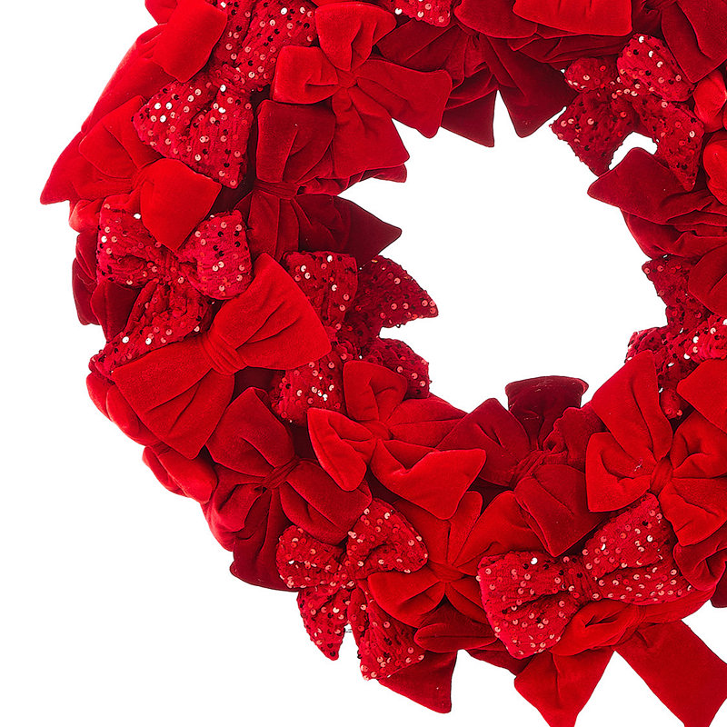30" Velvet and Sequin  Bow Wreath