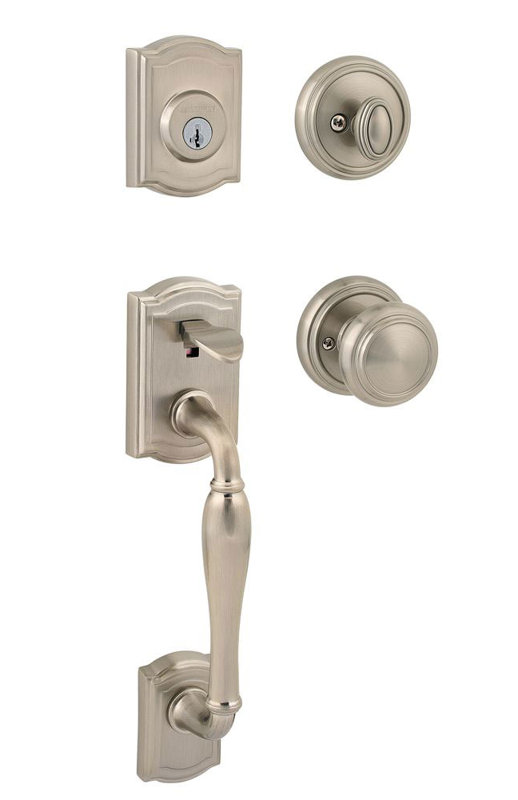 Wesley Style Handleset with Alcott  Knob, Satin Nickel