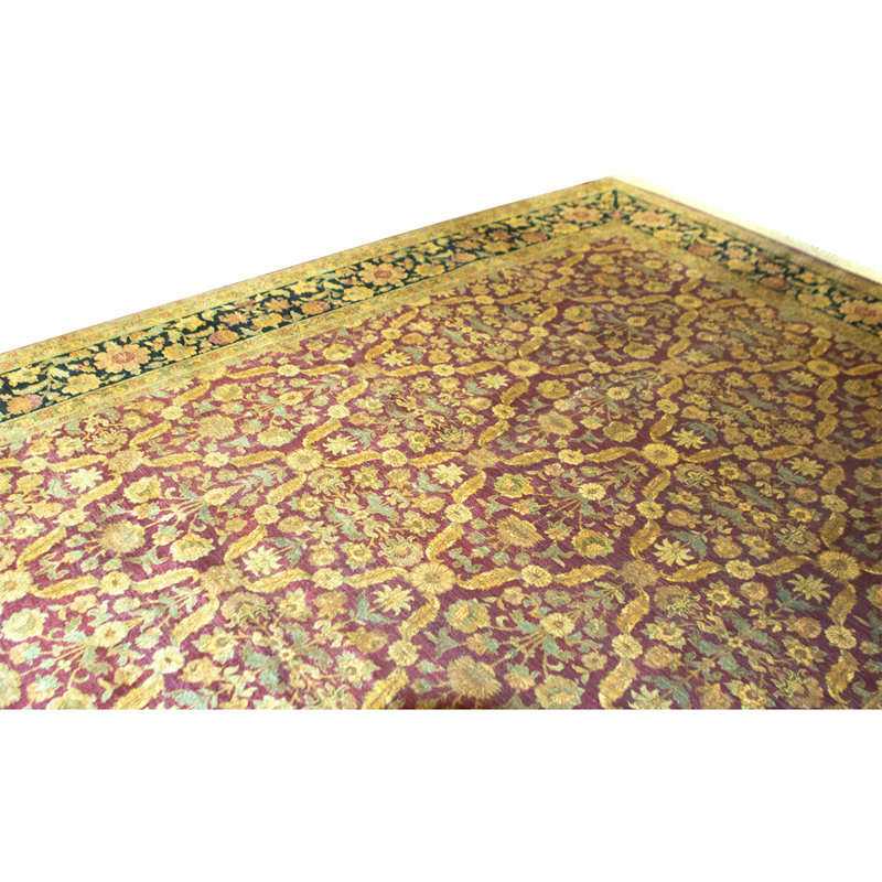 High-Quality Hand-Knotted Black And Gold Area Rug