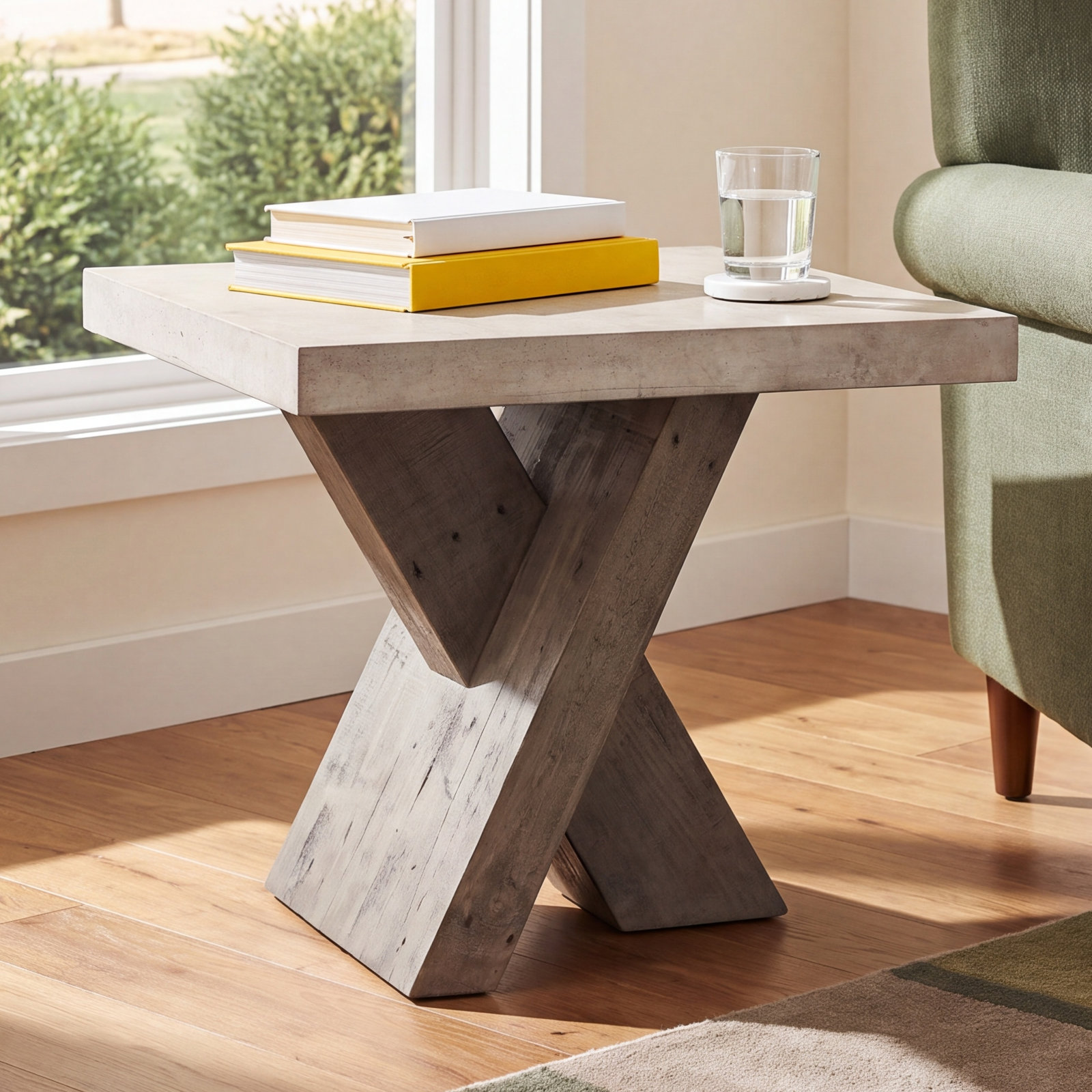 Durant 28" End Table, Beige White/Gray