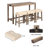 4 Piece Bar Table Set with Power Outlet,Bar Table Set with Chairs,Sofa Bar Table with Stools,Behind Couch Table with 3 Padded Stools,for Living Room,Dining room-1405751746