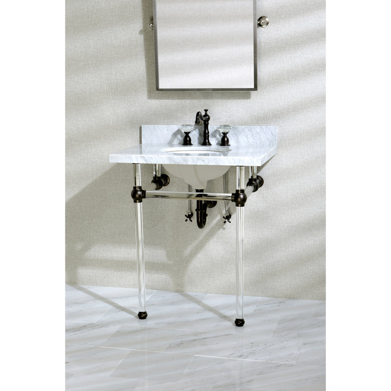 Kingston Brass Templeton 30-Inch Vanity Top with Clear Acrylic Legs (8-Inch, 3-Hole), Oil Rubbed Bronze