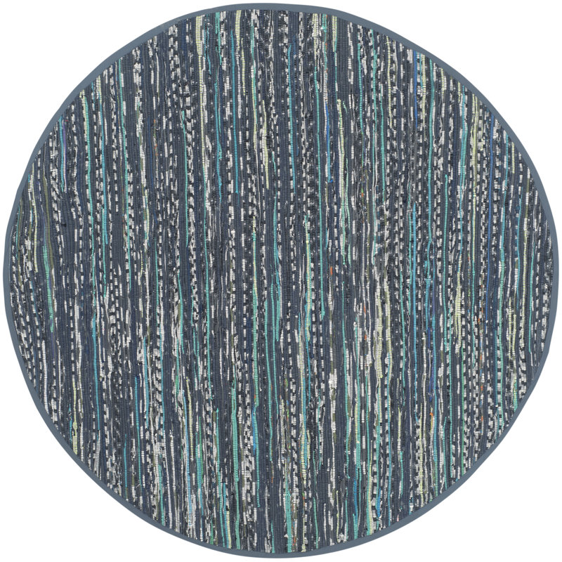 Feliciano Rag Rug Hand Woven Cotton Abstract Rug, Round 6'