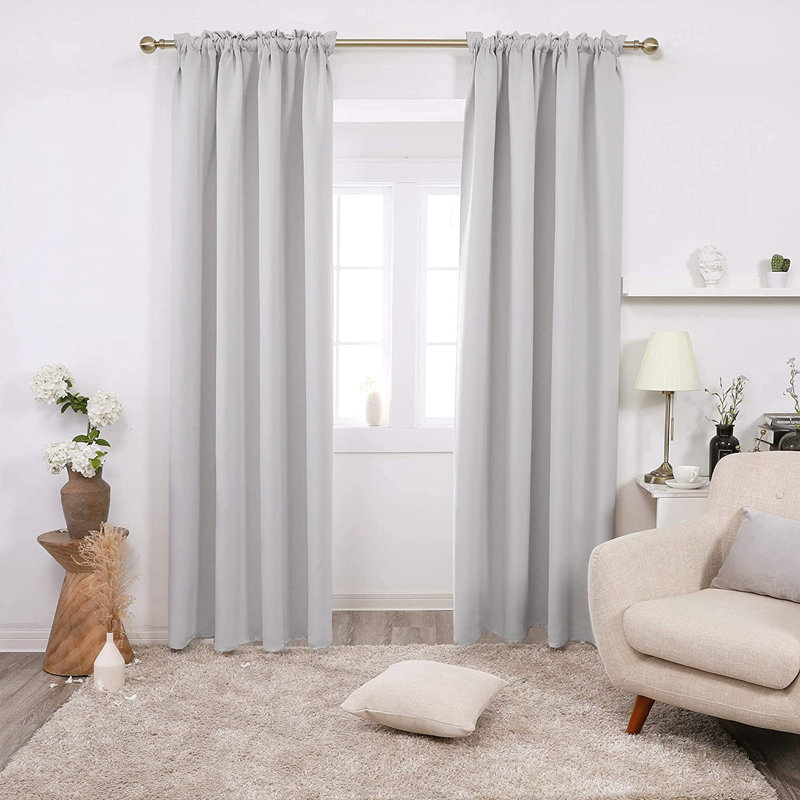 Peniste Room Darkening Curtain Pair, 52" W x 45" L, Grayish White