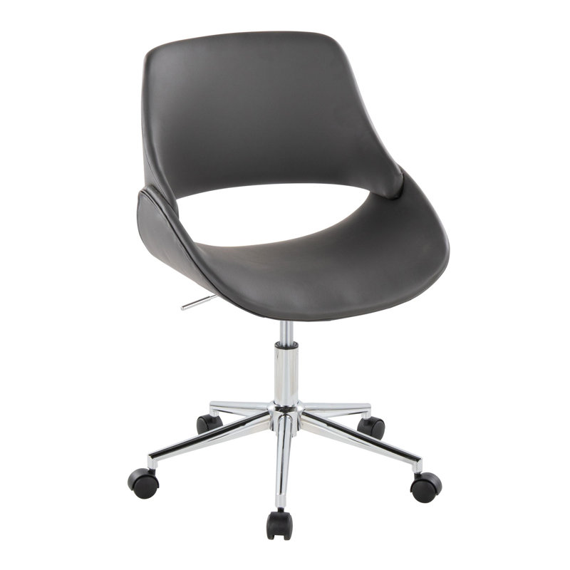 Chaise de bureau contemporaine en métal et similicuir, Gris