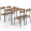 5 meubles de salle à manger de cuisine industrielle avec table rectangulaire en bois et 4 chaises