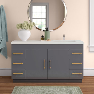 Meuble-lavabo sur pied avec lavabo en acrylique renforcé Verda