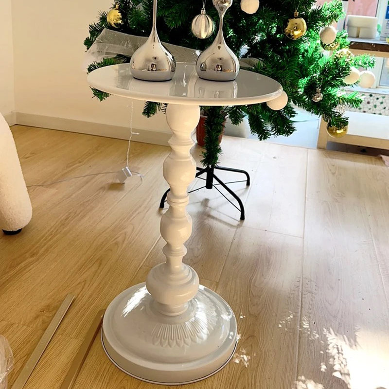 Areeba Iron Top End Table, White