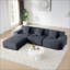 Canapé modulaire moderne en forme de L, velours côtelé gris foncé, surdimensionné 3 places avec assise profonde et repose-pieds mobile, aucun assemblage requis-1876051850