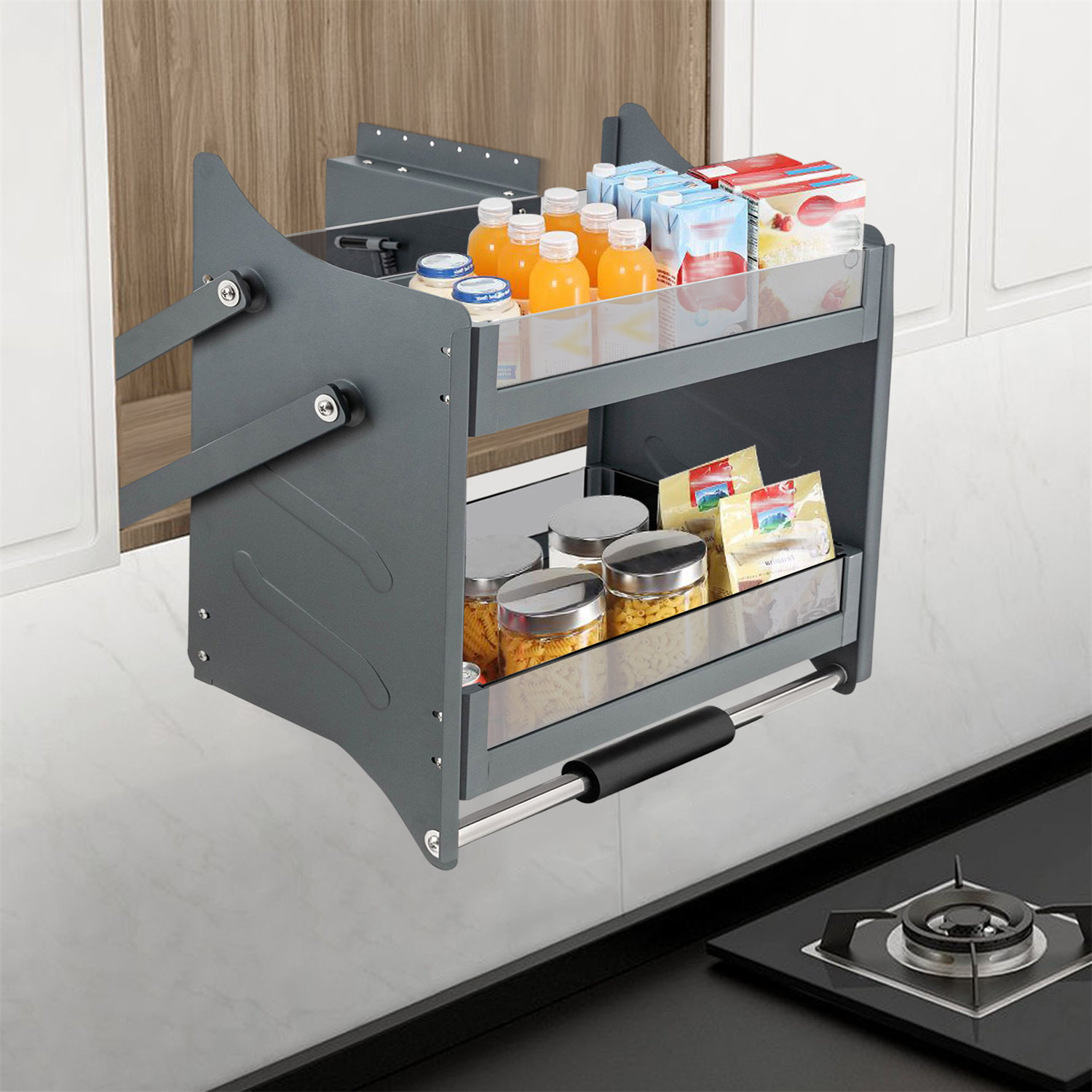 Rebrilliant Lauvella Pull Down Shelf Upper Kitchen Wall Storage Organizer & Reviews