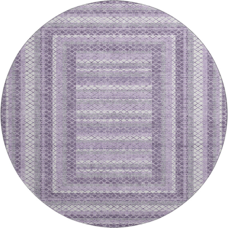Premium Machine Washable Bissen Geometric Rug, Round 8'