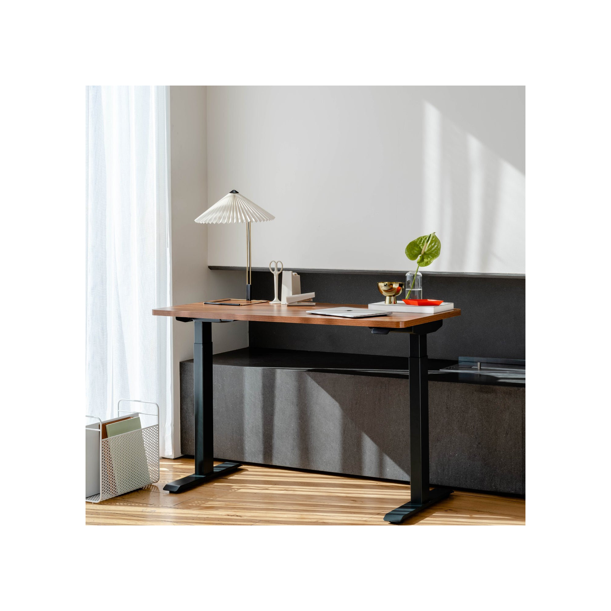 Duo Standing Desk, 47.3" H x 48" W x 24" D, Walnut, Charcoal