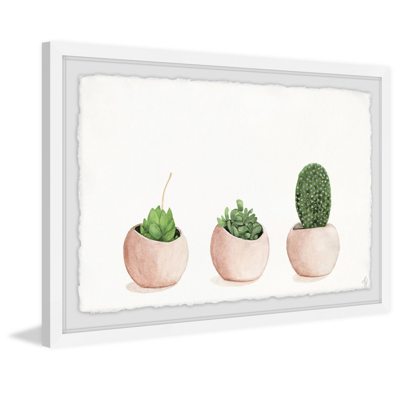 Pink Pots - Single Picture Frame Painting, 30 cm H x 46 cm W x 3.81 cm D