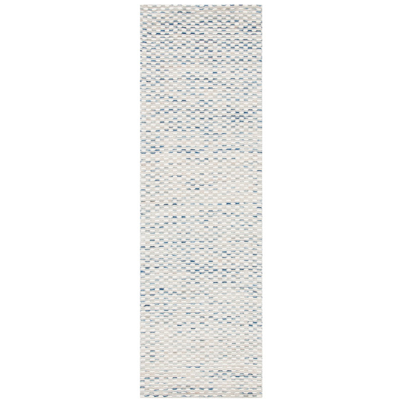 Laureldale Hand Woven Wool/Cotton Abstract Rug in Navy/White, Runner 2'3" x 6'