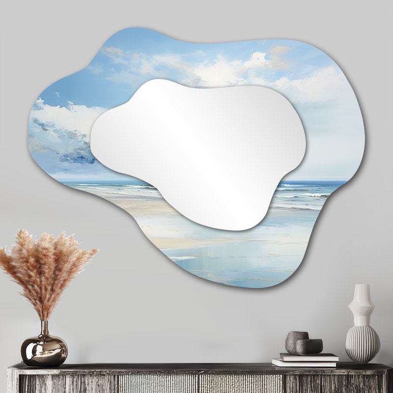 Coastal Beach Minimal Scenery II - Miroir mural décoratif nautique, 27 po x 35 po