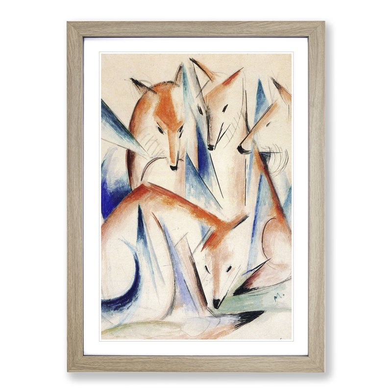 Group of Foxes by Franz Marc - Framed Print, 48cm H x 36cm W x 2cm D, Oak Framed
