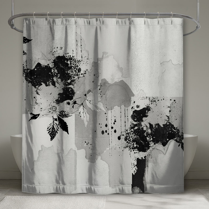 Rideaux de douche monochrome à motif floral extra longs, L 70 po x H 84 po
