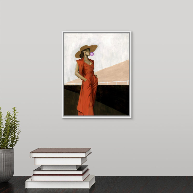 « pop » par the novogratz-painting on toile, H 10 po x l 8 po x P 1,25 po, Cadre flottant blanc
