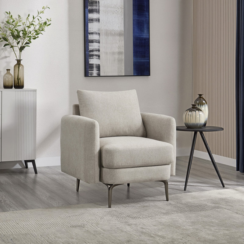 Sofia 1 Seater Fabric Accent Chairs, Beige