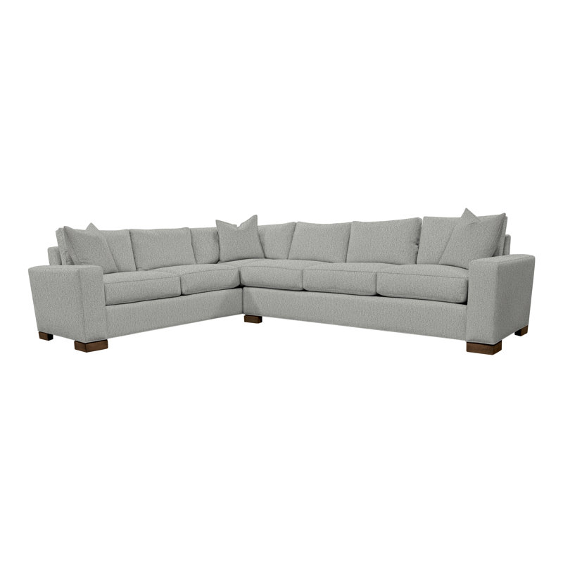 American Bungalow 2-Piece Claremont Sectional, Tarbee Dove Linen Blend, Havana
