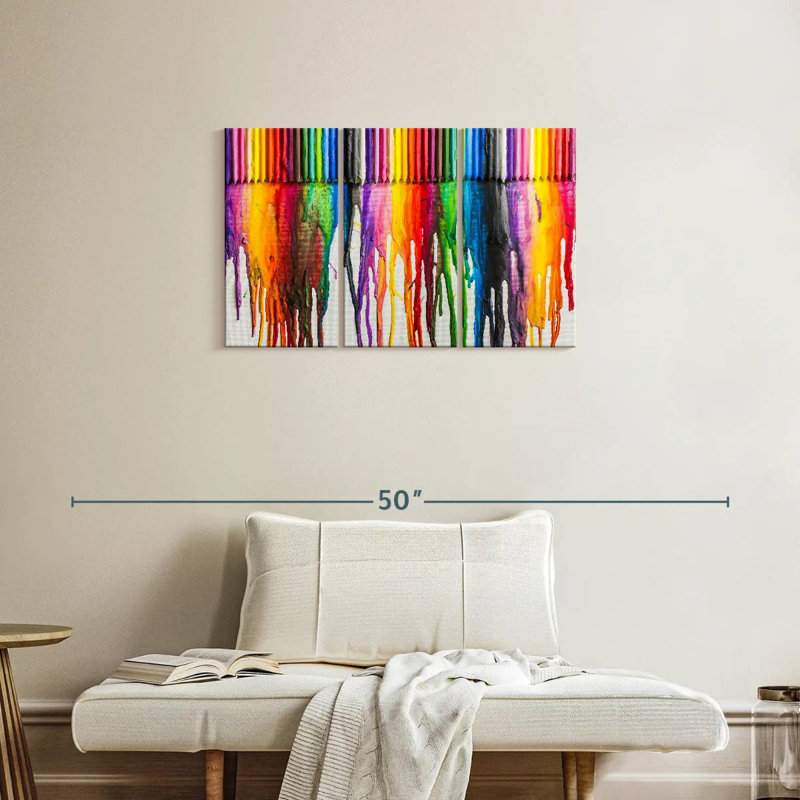 Ensemble de 3 crayons fondants sur toile, H 20 po x l 33 po x P 1,25 po