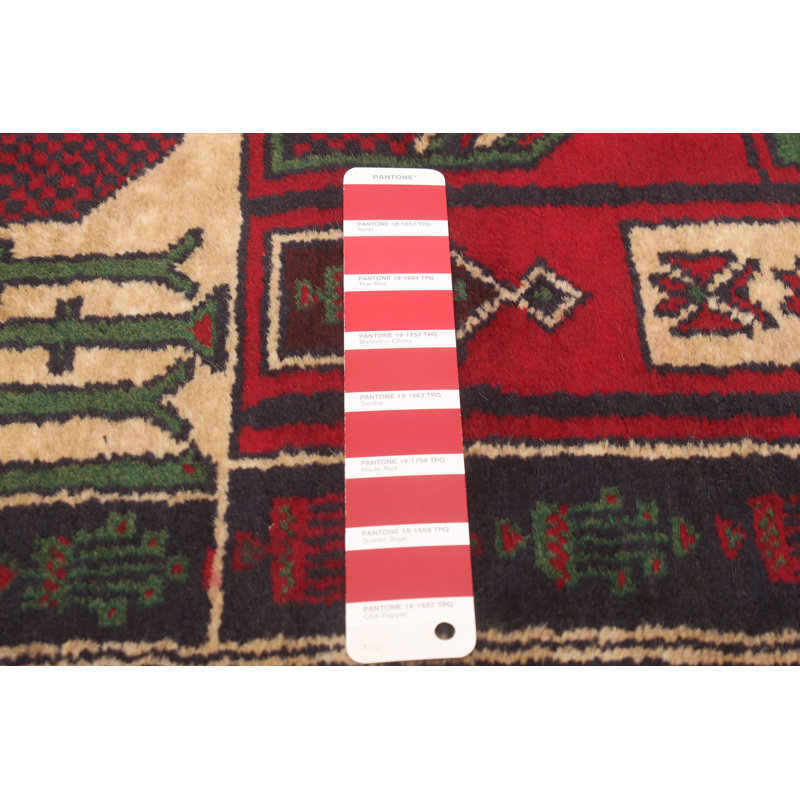 Tapis rouge noué à la main 3 pi 7 po x 6 pi 2 po Teimani