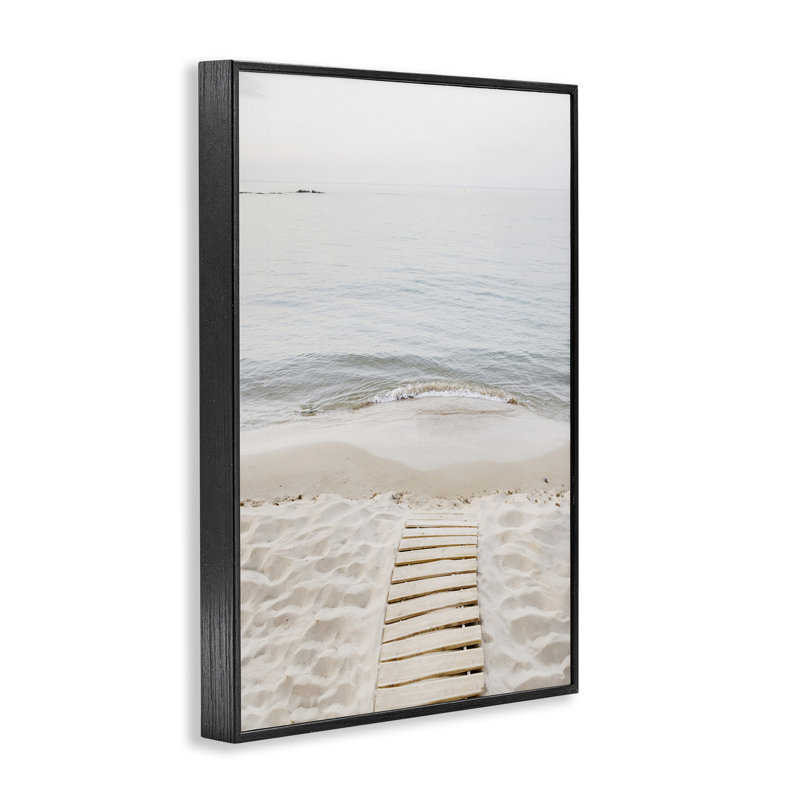 Marches vers la plage, estampe numérique par Sissi et Seb, H 30 po x l 20 po, Giclée encadrée noir minuit