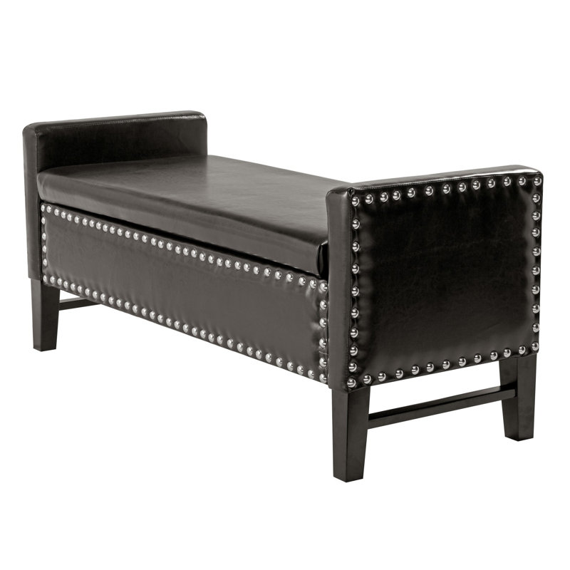 Banc rembourré 50 po en similicuir espresso avec dessus rabattable