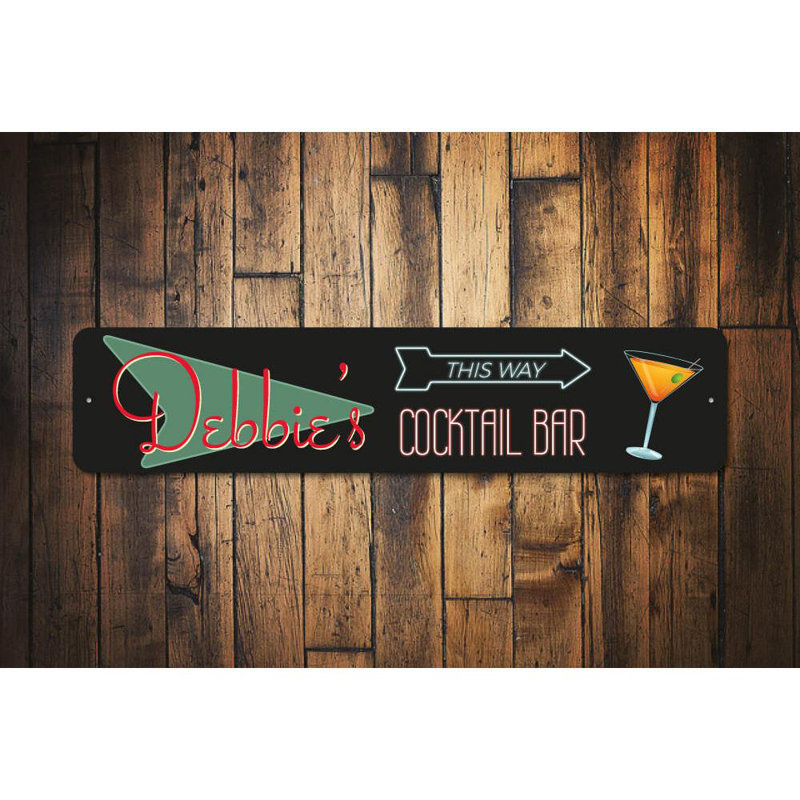 Plaque en métal Home Cocktail Bar, H 6 po x l 24 po x P 0,06 po