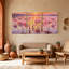 Oiseaux flamants roses au coucher du soleil, ensemble de 3 impressions sur toile-1248179635
