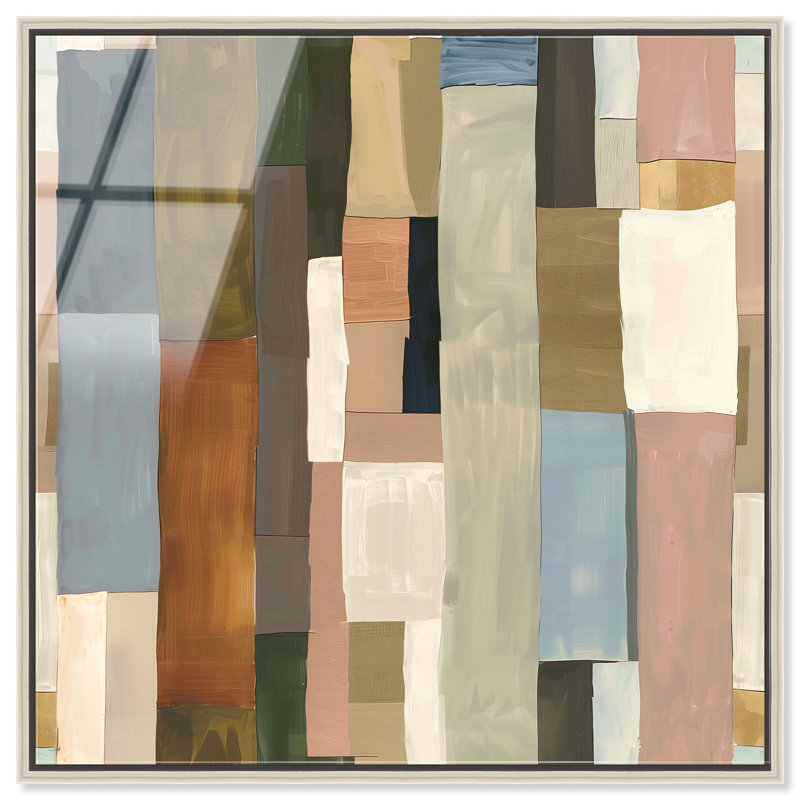 Beige Blocks II High-Gloss Frameless Acrylic Glass Wall Art Abstract Print by Oliver Gal, Ready to Hang, 12 x 12, 21"H x 21"W