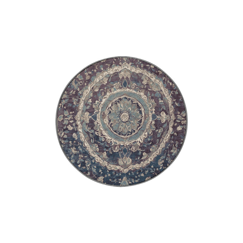 Tapis mauve lavable à la machine, Rond 8 pi