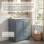 Meuble-lavabo autoportant 24 po en MDF + fer avec plateau à 3 tiroirs et portes à fermeture douce intégrées bleu-130918321-130918322