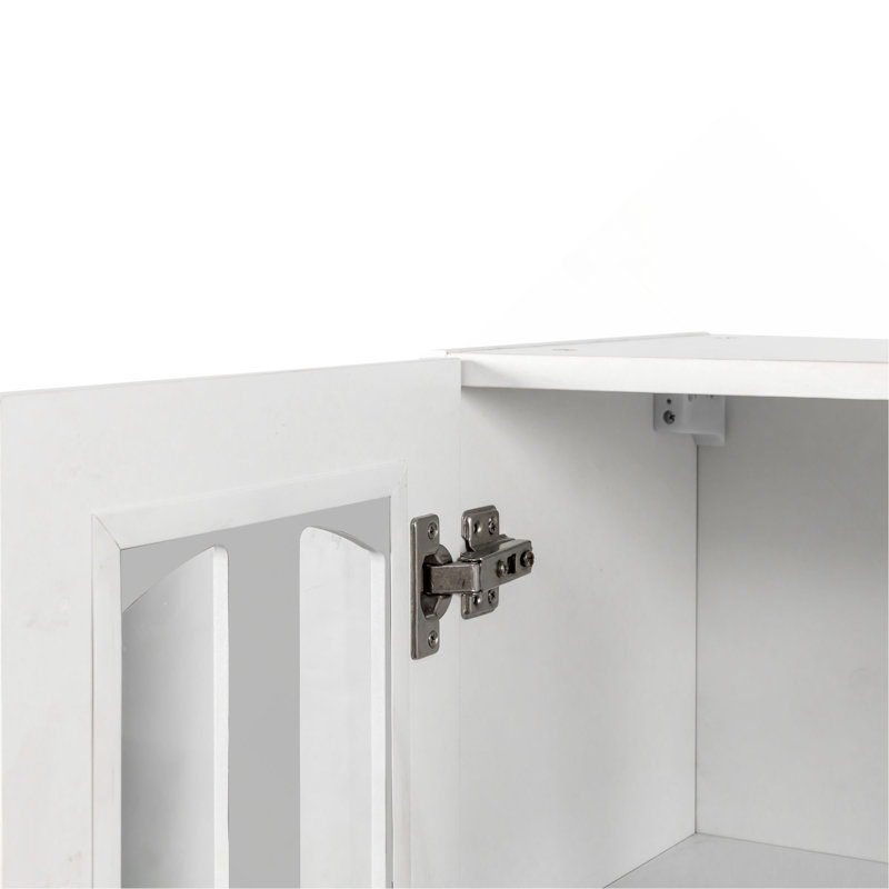 Wall Cabinet, Glass Door Display Wall Mounted Cabinet, Floating Cabinet With Inadjustable Shelves For Kitchen,Bathroom,Living Room
