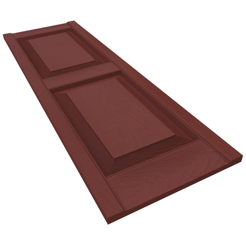 Burgundy Red Raised Panel Vinyl Decorative Shutters, 12" x 71"
