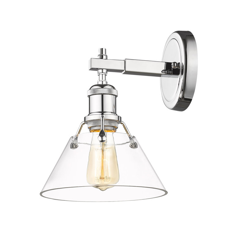 Felda Dimmable Steel Vanity Light, Chrome, Clear Glass, 1 Lights