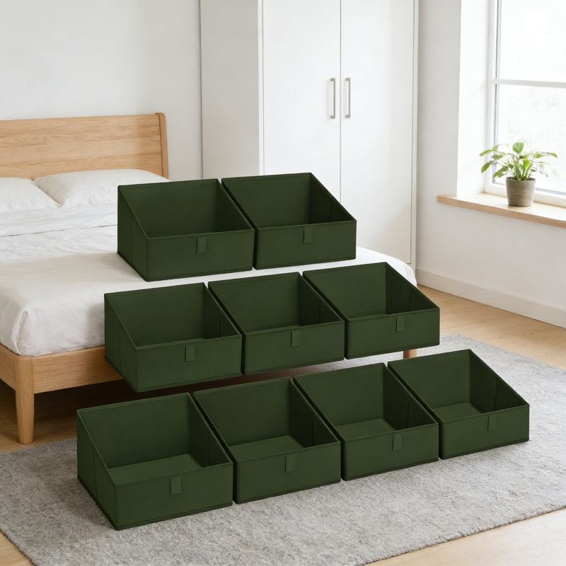 Fabric Storage Bins 8-Pack, Foldable Trapezoid Closet Organizer Baskets For Shelves, Sturdy Collapsible Storage Box For Clothes, Toys, Books, And Towels