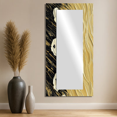 Crème fleurs abstraites dans le vent I - miroir mural moderne - imprimé sur métal